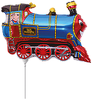 Фольгована кулька міні-фігура Flexmetal 13"(33х27 см) Поїзд блакитний