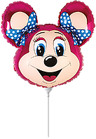 Фольгована кулька міні-фігура Flexmetal 14"(35х29 см) Лоллі Маус фуксія