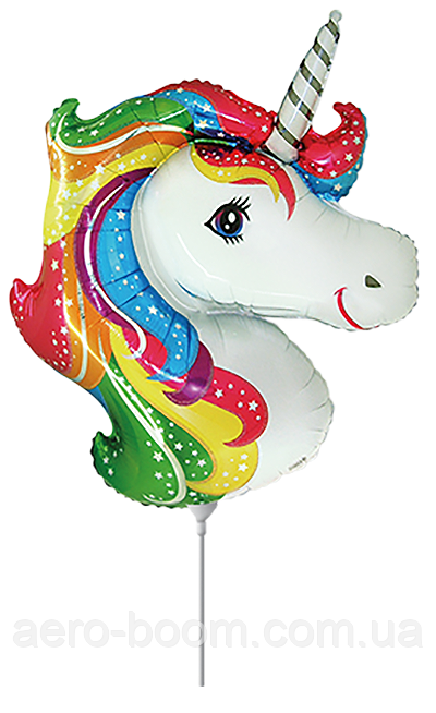 Фольгована кулька міні-фігура Flexmetal 14"(36х27 см) Єдиноріг, фото 1