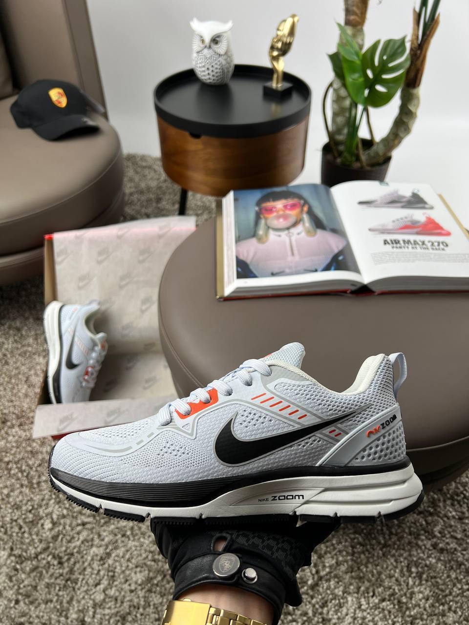 Чоловічі текстильні кросівки Nike Air Zoom Grey Black, чоловічі текстильні кеди Найк сірі, Чоловіче взуття