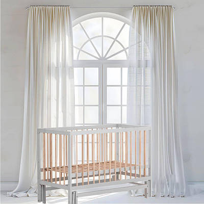 Дитяча Колиска для немовляти Ліжечко з опускаючою боковиною маятниковий механізм колір сірий натуральний