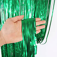 Штора для фотозони фольгована 100х200 см Сатин зелений