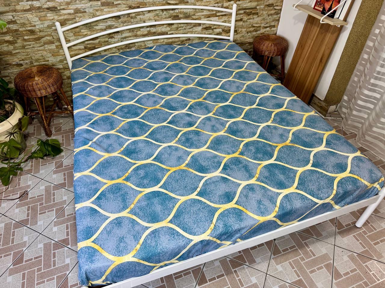 Простирадло на гумці двоспальне "Хвилі" | Бязь.160х200 см, фото 1