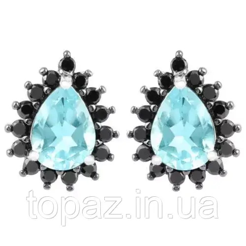 Сережки срібні 925 натуральний блакитний топаз (SKY TOPAZ), шпінель.