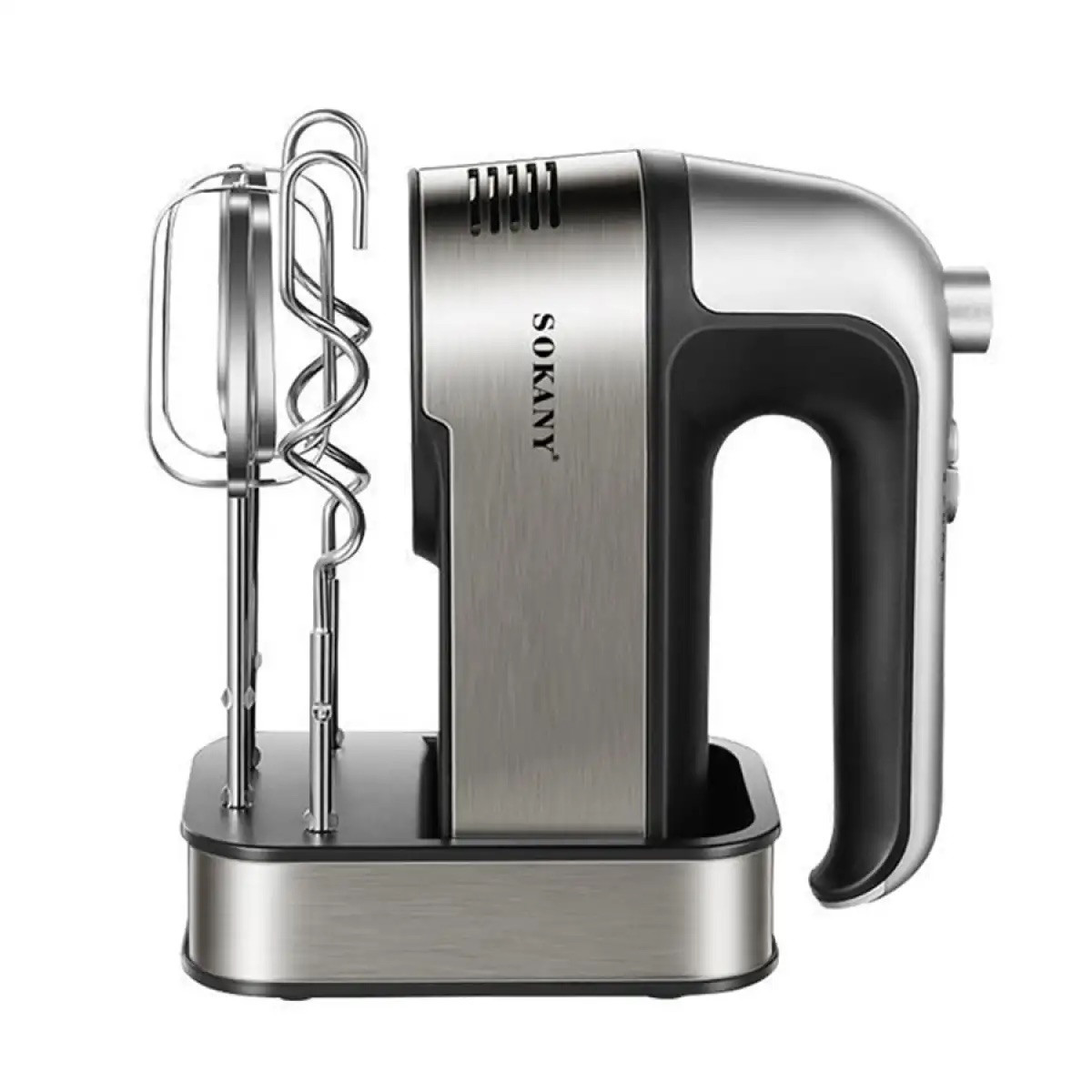 Ручний міксер Sokany SK-6627 кухонний міксер із насадками для тесту 5 швидкостей 350Вт Сірий із чорним