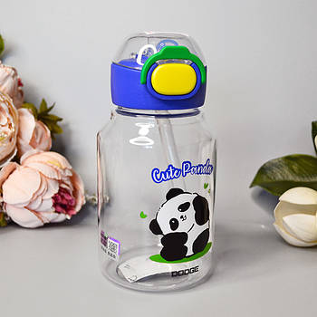 Дитяча пляшка для води з трубочкою та ремінцем “Панда” 670 мл