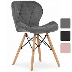 КУХОННЕ КРІСЛО СТУЛО СТІЛЬЧИК З СПИНКОЮ на ніжках Bonro B-531 велюр сіре для кухні їдальні вітальні для кухні їдальні