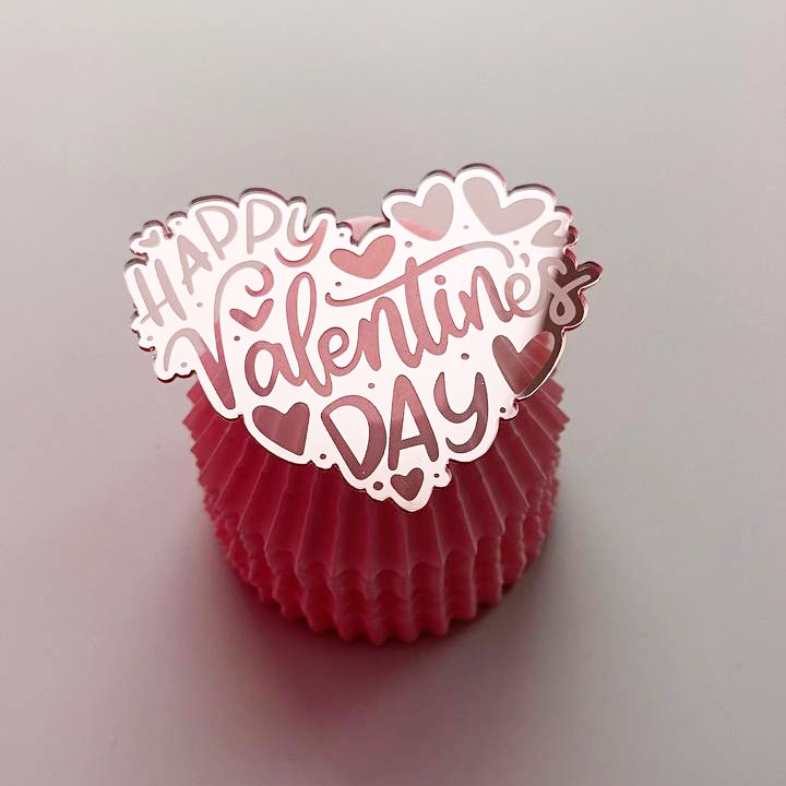 Топпер дзеркальний рожеве золото "HVD" (серце) 38714