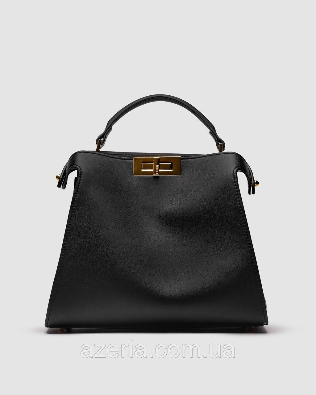 Стильна повсякденна шкіряна жіноча сумка Fendi Black Leather Large Iconic Essentially Peekaboo Top Hand
