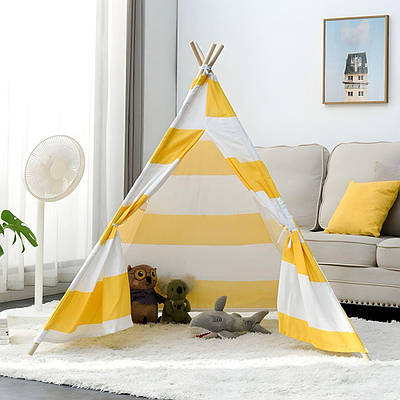 Стильний жовтий намет намет пірамідка дитині 150х120х135 Складаний вігвам будиночок індіанця для активного відпочинку