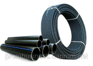 Труба ПНД для водоснабжения 50х2,9мм черная с синей полосой - фото 1 - id-p453999014