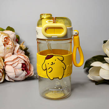 Дитяча пляшка прозора для води із трубочкою "Песик"