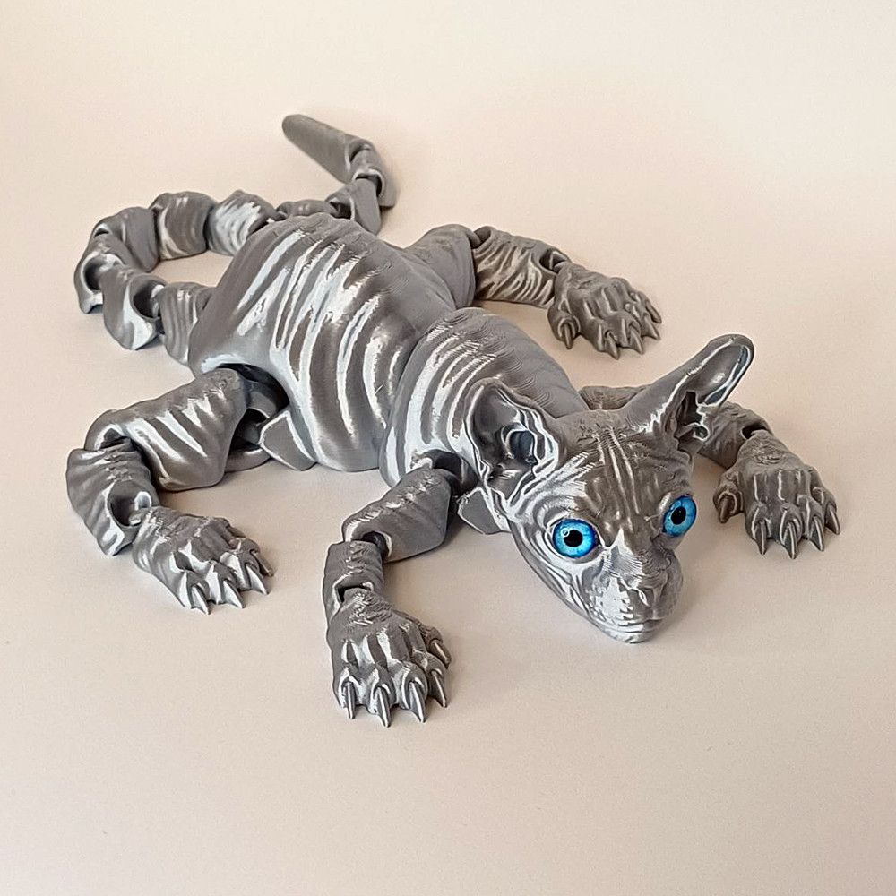 Шарнірна іграшка 3D Кіт, 34 см/Гнучка іграшка котик/ Рухлива іграшка 3д Сфінкс реалістичний