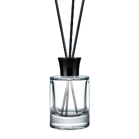 Прозорий скляний флакон для аромадифузору 50 мл "Pasha" type 3 з чорною кришкою (флакон+кришка+пробка)