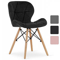 СТІЛЕЦЬ СТУЛО КРІСЛО зі спинкою на ніжках Bonro B-531 велюр чорне для кухні їдальні вітальні