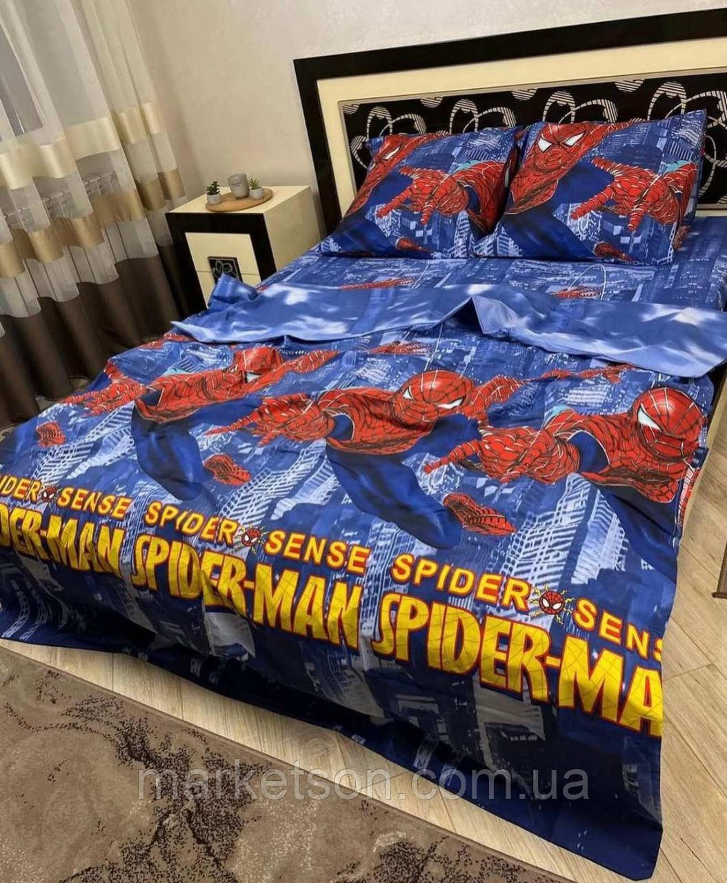 Дитяча полуторна постільна білизна бавовна Спайдер мен