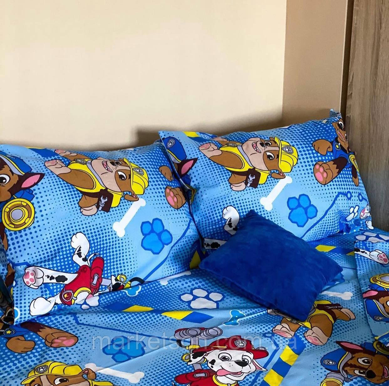Дитяча полуторна постільна білизна бавовна Щенячий Патруль