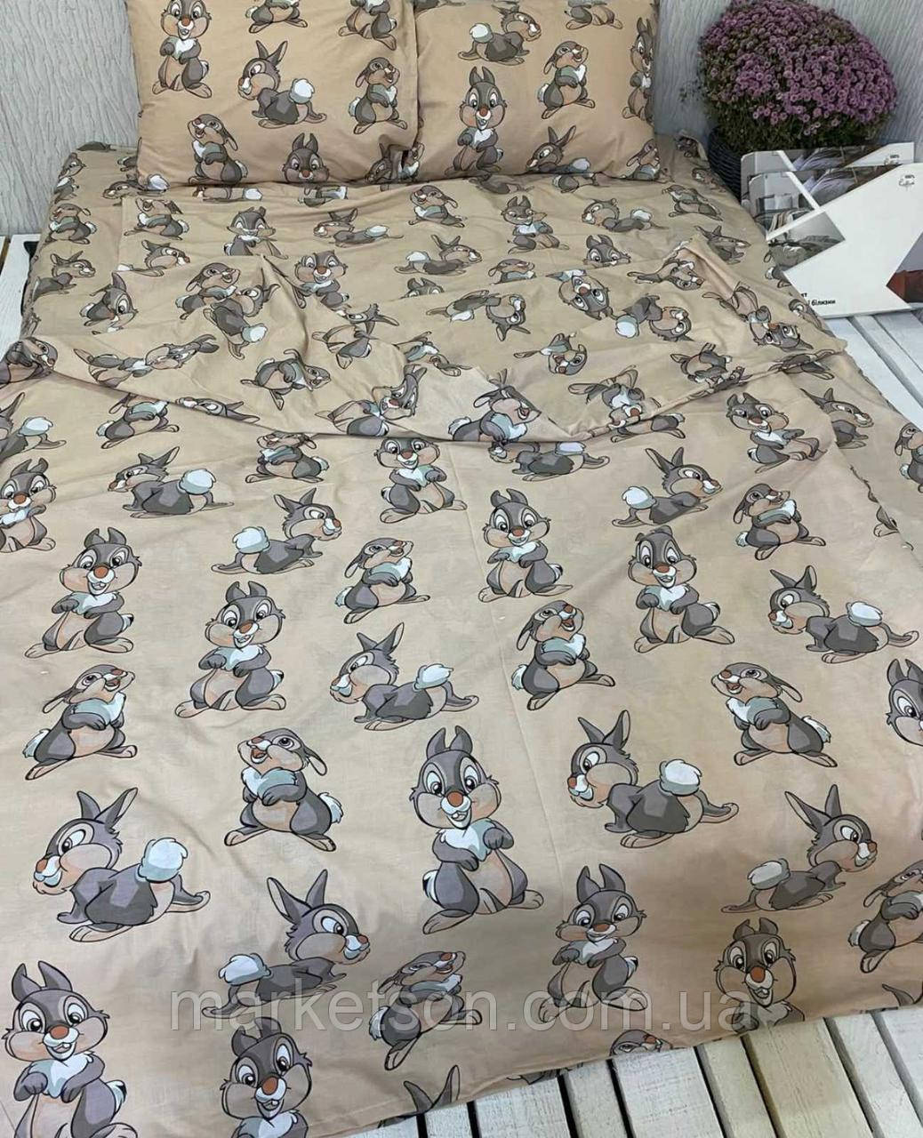 Дитяча полуторна постільна білизна бавовна Кролики