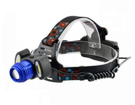 Яскравий потужний акумуляторний налобний ліхтар X-Balog BL-C862-T6 на голову із зарядкою 2x18650 XPE+COB, фото 1