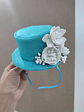 Капелюшок на обручі Обруч шляпа Шляпка Ободок Весенний Блакитний Капелюшок обідок Весняний обруч, фото 4