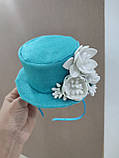 Капелюшок на обручі Обруч шляпа Шляпка Ободок Весенний Блакитний Капелюшок обідок Весняний обруч, фото 6