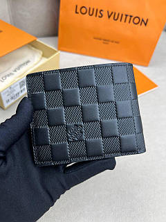 Гаманець чоловічий чорний Louis Vuitton Multiple Damier Infini гаманець якість преміум