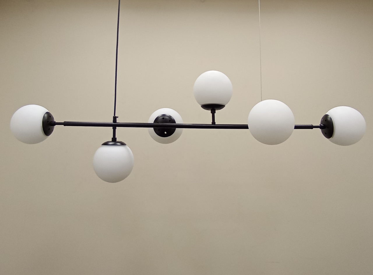 Чорна сучасна люстра на 6 плафонів (52-9802-6 BK+WH)