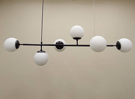 Чорна сучасна люстра на 6 плафонів (52-9802-6 BK+WH), фото 1