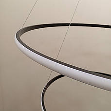 Чорна кільцева світлодіодна подвійна люстра 60+80см «Circle» (52-9833-2A BLACK LED (600+800)), фото 5