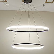 Чорна кільцева світлодіодна подвійна люстра 60+80см «Circle» (52-9833-2A BLACK LED (600+800)), фото 4