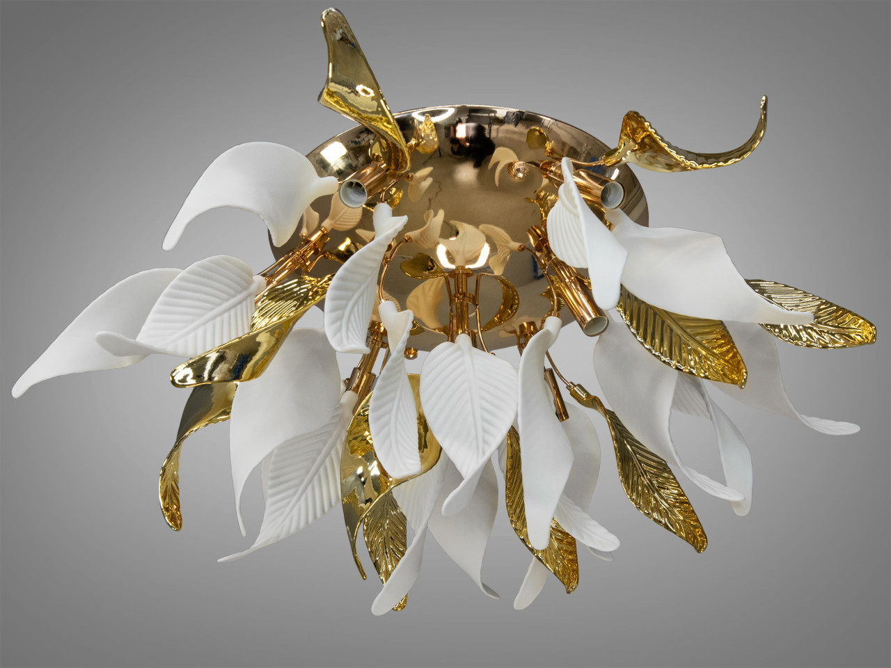 Вишукана люстра для залу з керамічними елементами, колір золото 7208-10CGD-LS