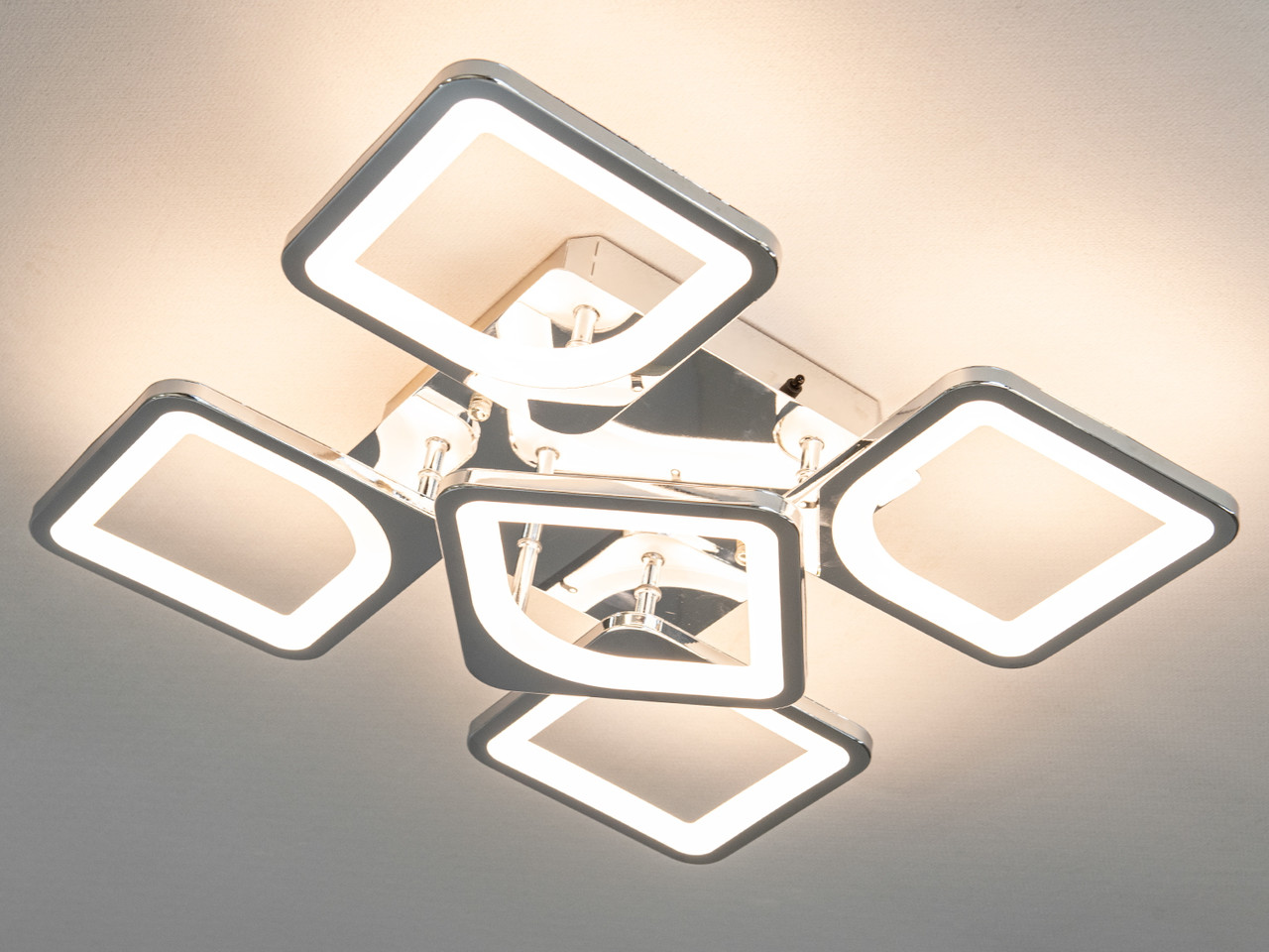 Світлодіодна люстра з димером, хром, 70W, для спальні S8060/4+1HR