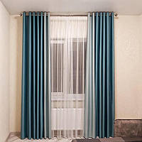 Комбіновані з 2-х кольрів штори на люверсах у Спальню