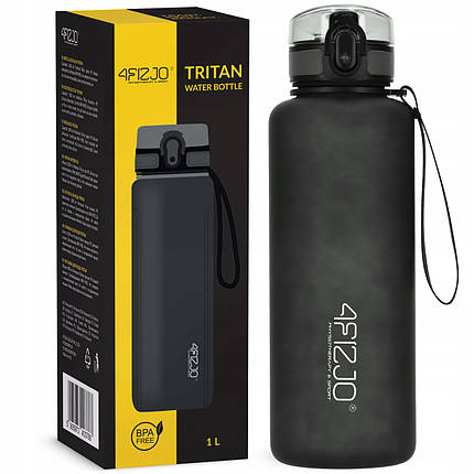 Пляшка для води спортивна 4FIZJO 1000 мл Black (P-5905973403788), фото 1