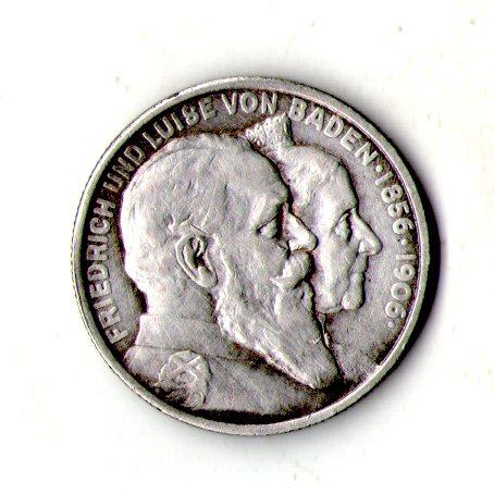 Німецька імперія 2 марки, 1906 50 років весіллі Фрідріха I і Луїзи Прусської срібло №2166