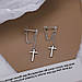 Сережки Хрестики срібні довгі з ланцюжком, оригінальні сережки, срібло 925 проби, фото 5
