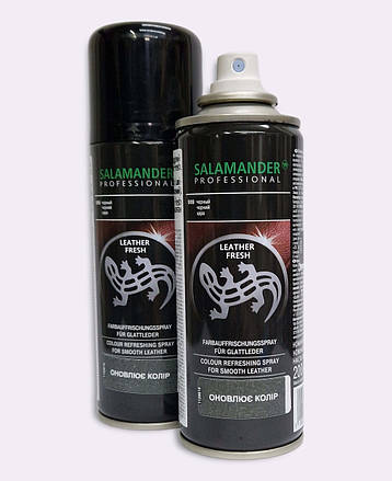 Аерозольна фарба Чорна Leather Fresh Salamander PROFESSIONAL для гладкої шкіри 200мл, фото 1
