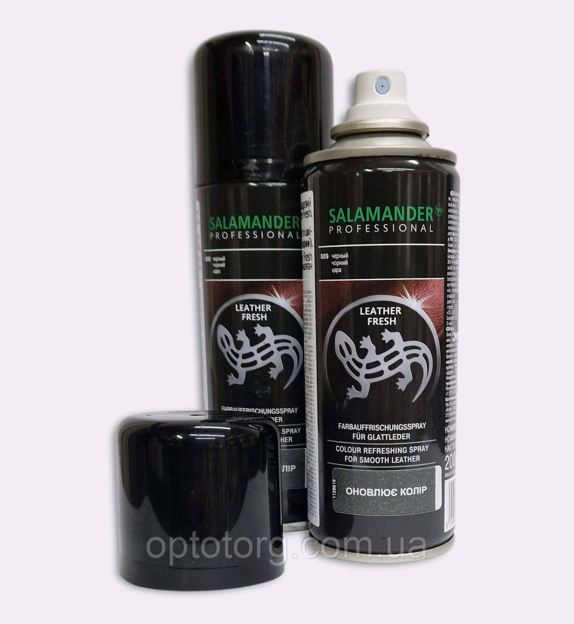 Аерозольна фарба Чорна "Leather Fresh" Salamander Professional для гладкої шкіри 200мл