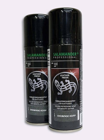 Аерозольна фарба Чорна Leather Fresh Salamander PROFESSIONAL для гладкої шкіри 200мл, фото 4