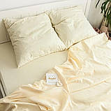 Двоспальна 180х220 постільна білизна жатка (6826-2) однотонний молочний, фото 2