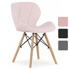 КУХОННЕ КРІСЛО СТУЛО СТІЛЬЧИК З СПИНКОЮ на ніжках Bonro B-531 велюр рожевий для кухні їдальні вітальні