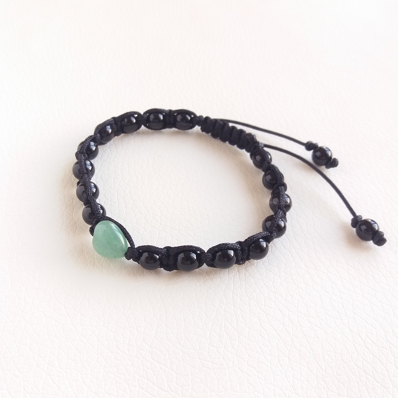 Браслет шамбала з Чорного агату й Авантюрину d 6 мм