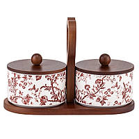 Набір ємностей для зберігання з бамбуковою кришкою "Затишний дует", 21х10 см