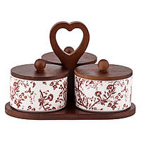 Набір ємностей для зберігання з бамбуковою кришкою "Затишне тріо", 21х20,5 см