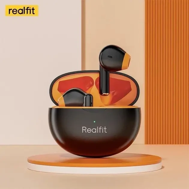 Бездротові навушники Realfit F2, Bluetooth 5.3 активне шумоподавлення 38dB Чорні