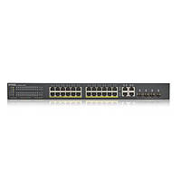 Коммутатор ZYXEL GS1920-24HPv2 (GS192024HPV2-EU0101F) (24xGE PoE, 4xGE/SFP, Smart, NebulaFlex, Max PoE 375W)