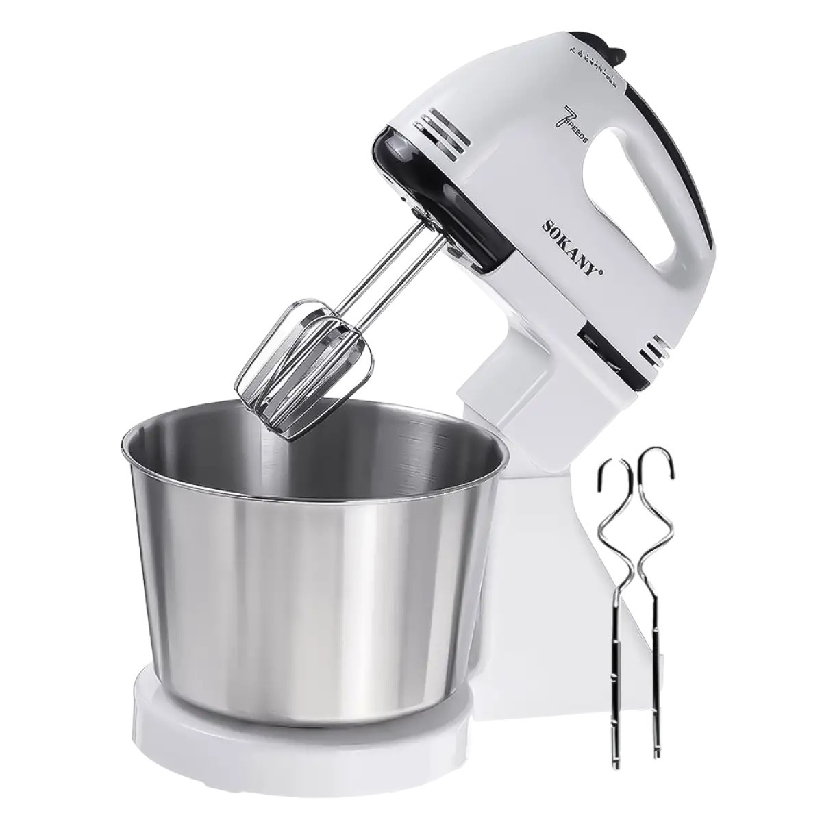 Стаціонарний міксер тістоміс із підставкою Sokany CX-6620 комбайн з металевою чашею 2л 250Вт Білий