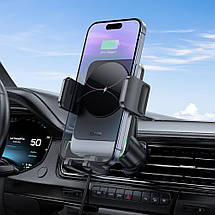 Холдер Hoco HW13 Speed wireless fast charging car holder(air outlet) Black, фото 5