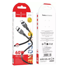 Кабель Hoco X109 Energy 60W silicone charging data cable Type-C to Type-C (L-2M) Black, фото 3