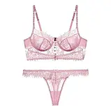 Жіночий комплект білизни рожевого кольору, трусики та ліф з кісточками, фото 2